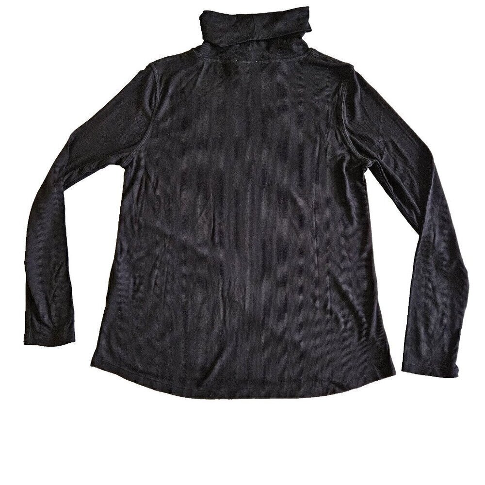 Terrera Black Turtleneck Top Womens L Bamboo Spandex LS Minimalist Office Siren - Picture 11 of 12